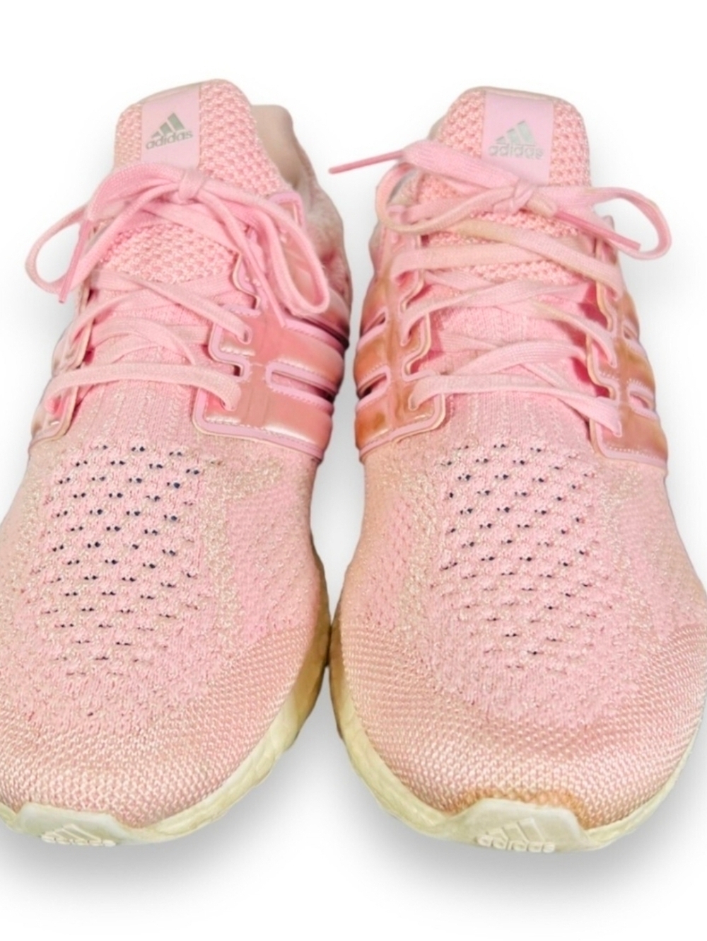 ADIDAS ULTRA BOOST Pink Knit Lace-Up Running Shoes with Supportive Cage